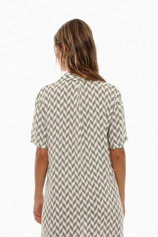 Vestido camisero - Caqui y blanco