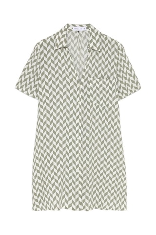 Vestido camisero - Caqui y blanco