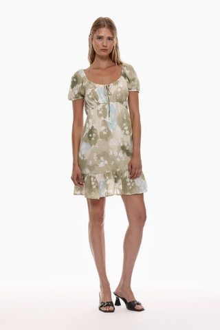 Vestido recto - Beige y caqui