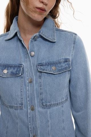 Vestido camisero vaquero - Celeste