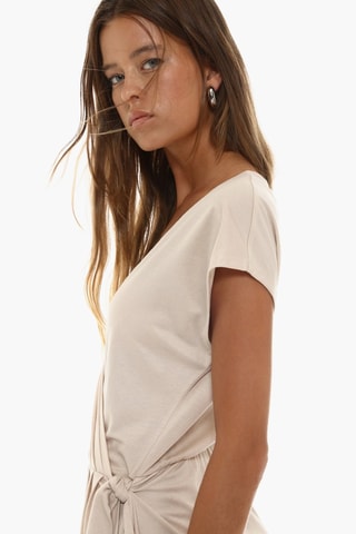 Vestido cruzado - Beige claro