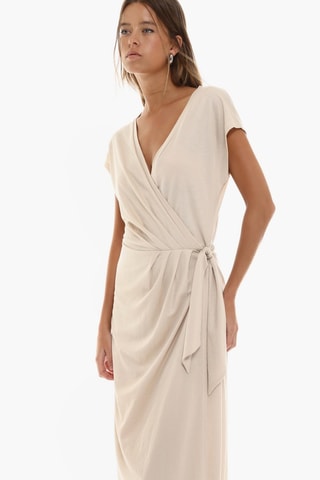 Vestido cruzado - Beige claro
