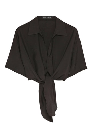 Camisa corta anudada - Negro