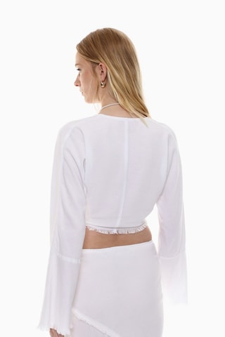 Camisa corta anudada - Blanco