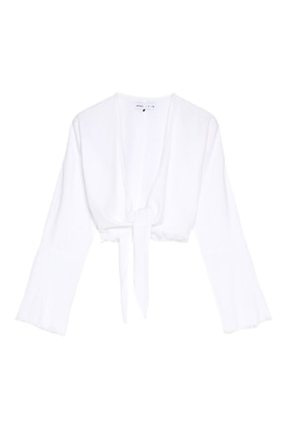 Camisa corta anudada - Blanco