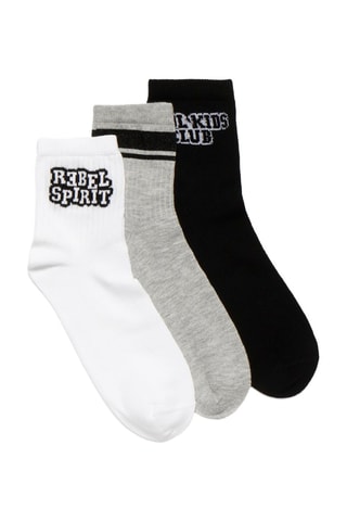 3 pares de calcetines - Blanco y gris jaspeado