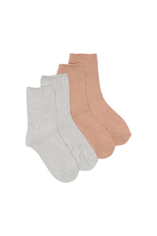 2 pares de calcetines - Gris claro jaspeado y coral