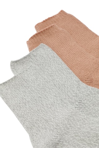 2 pares de calcetines - Gris claro jaspeado y coral