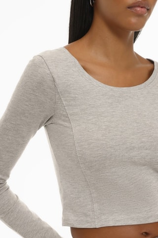 Camiseta cropped - Gris claro