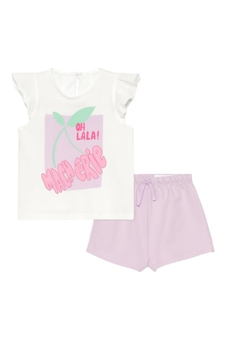 Camiseta y short - Blanco y malva