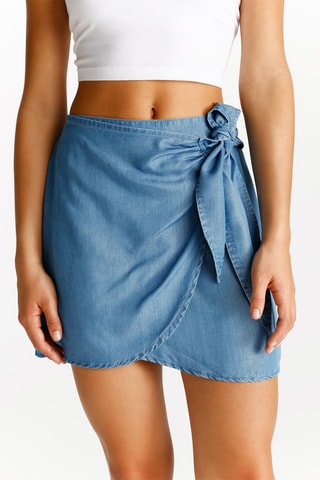 Falda cruzada vaquera - Azul