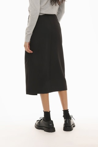 Falda midi de talle alto - Negro