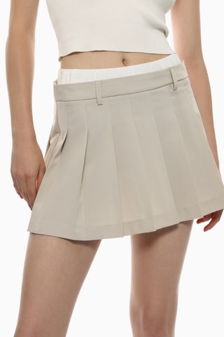Falda plisada - Beige