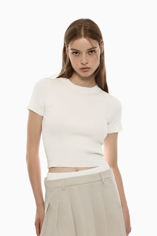 Falda plisada - Beige