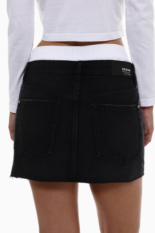 Minifalda vaquera y calza - Negro