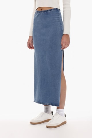 Falda midi vaquera - Azul