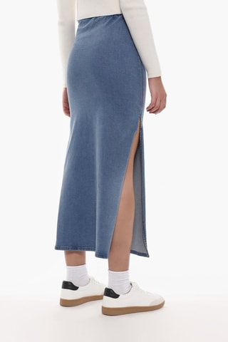 Falda midi vaquera - Azul