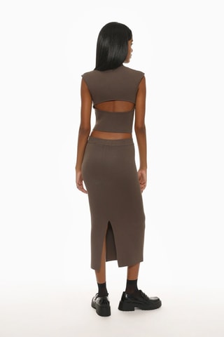 Falda de tubo de talle alto - Marrón