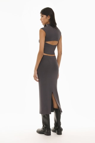 Falda de tubo de talle alto - Gris oscuro