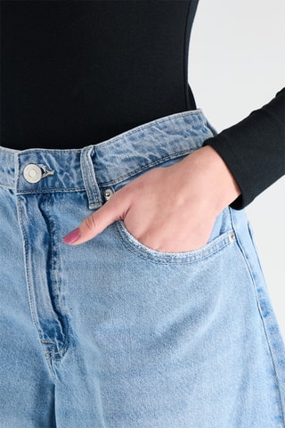 Bermudas vaqueras de tiro alto - Azul claro