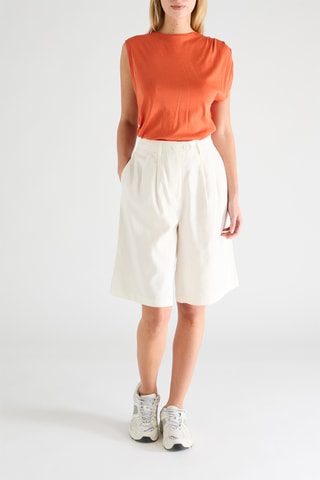 Bermudas de lino de tiro alto - Blanco