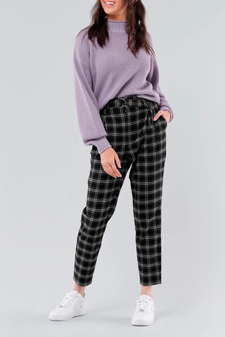 Pantalón recto 7/8 de tiro alto - Negro