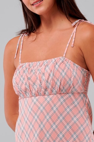 Vestido trapecio - Rosa empolvado y blanco