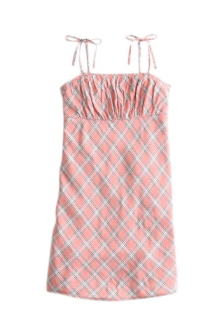 Vestido trapecio - Rosa empolvado y blanco