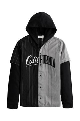 Camisa efecto doble prenda - Negro