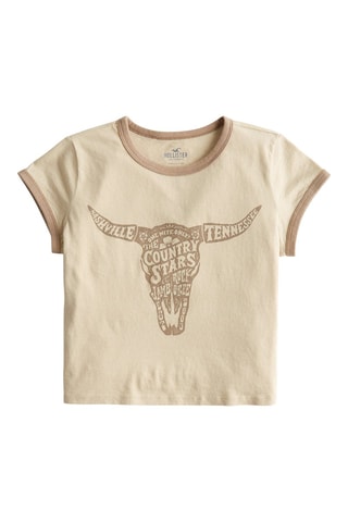 Camiseta cropped - Beige