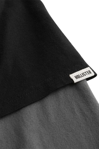 Camiseta efecto doble prenda - Negro y gris