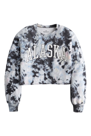 Sudadera polar tie-dye - Celeste y negro