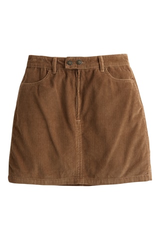 Falda recta de pana - Marrón