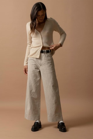 Cardigan Paige - 100% cashmere 2 fili - Collo a V - Sabbia