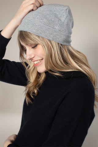 Berretto Faith 100% cashmere, 2 fili - Grigio melange