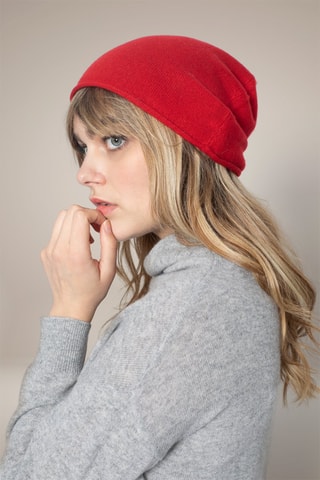 Berretto June 100% cashmere, 2 fili - Rosso