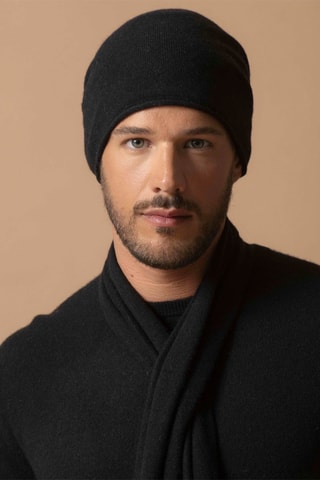 Berretto Faith 100% cashmere, 2 fili - Nero