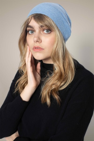 Berretto Faith 100% cashmere, 2 fili - Celeste