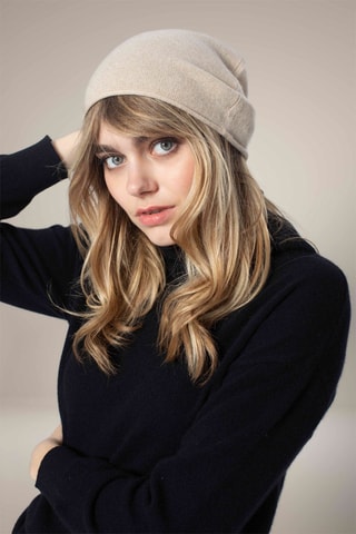 Berretto June 100% cashmere, 2 fili - Beige