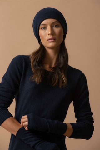 Berretto June 100% cashmere, 2 fili - Navy