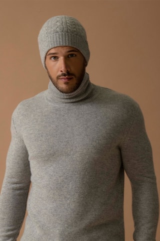 Berretto Popi 100% cashmere, 4 fili - Grigio chiaro melange