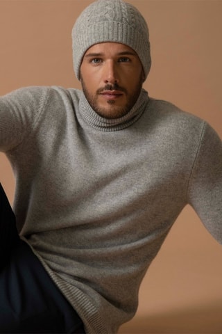 Berretto Popi 100% cashmere, 4 fili - Grigio chiaro melange