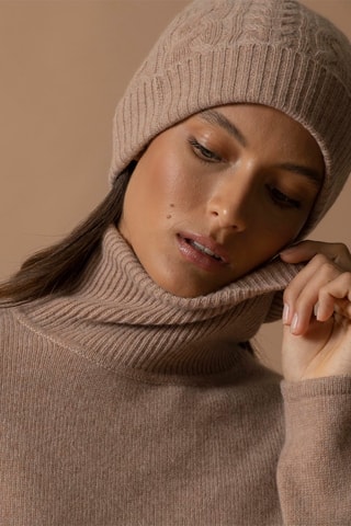 Berretto Popi 100% cashmere, 4 fili - Cammello melange