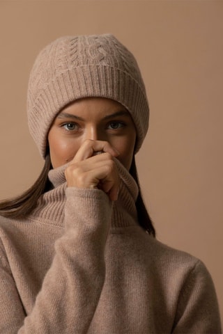 Berretto Popi 100% cashmere, 4 fili - Cammello melange