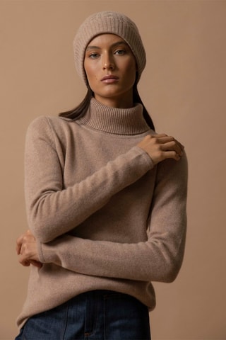 Berretto Popi 100% cashmere, 4 fili - Cammello melange