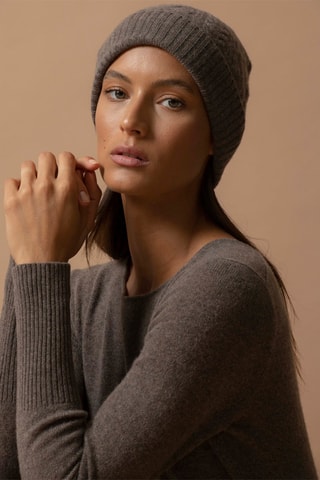 Berretto Popi 100% cashmere, 4 fili - Taupe melange