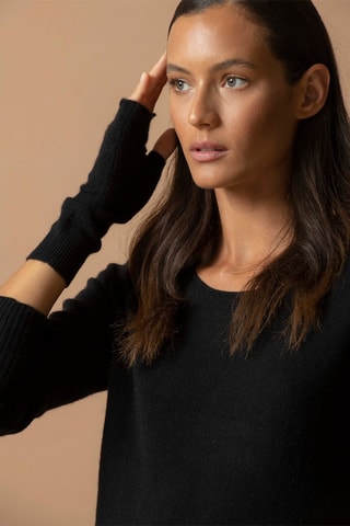 Mezziguanti Jesse 100% cashmere, 2 fili - Nero