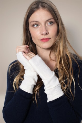 Mezziguanti Jesse 100% cashmere, 2 fili - Avorio