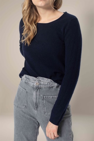 Maglia Oprah 100% cashmere, 2 fili - Collo rotondo - Navy