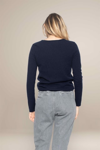 Maglia Oprah 100% cashmere, 2 fili - Collo rotondo - Navy